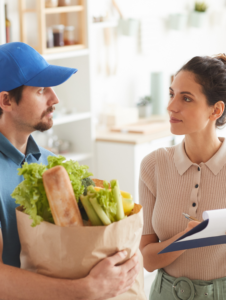 Distribución, reparto y recogida de alimentos a domicilio